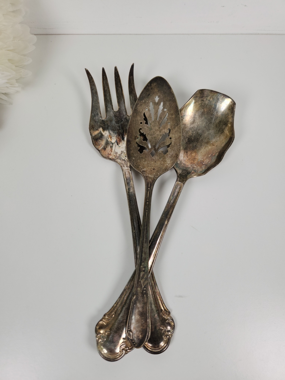 Vintage Silver Plated Serving Utensils Assorted Lot of 3 | Patina | Shabby chic